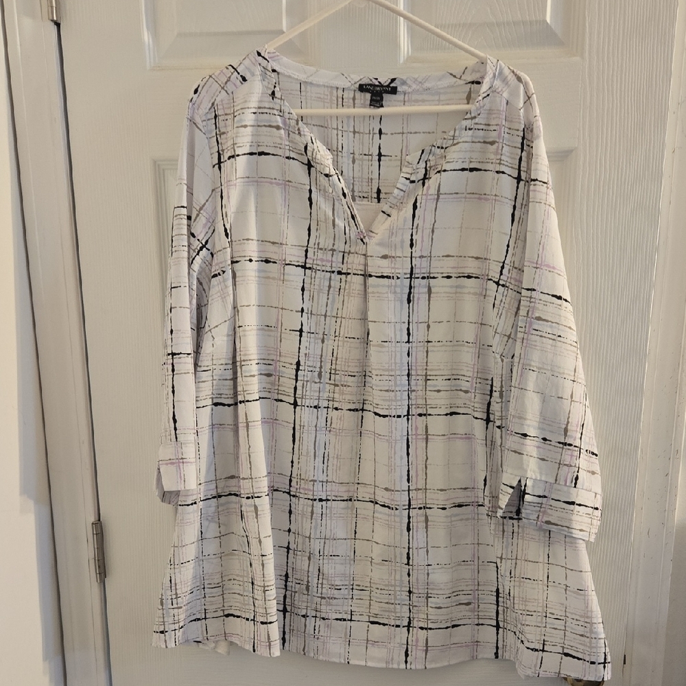 Lane Bryant Black and White Plaid Blouse
